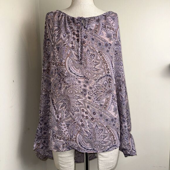 Apostrophe Women's Plus Size Purple Lavender Paisley Peasant Blouse Top Size 18W - Picture 1 of 7